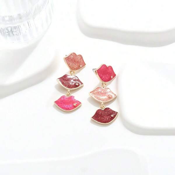 1 Pair Unique Sparkling Oil Drop Earrings, Suitable For Daily Wear