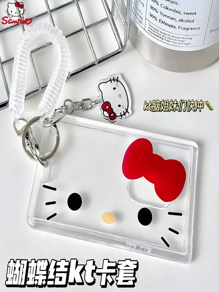 Sanrio 1 pieza Titular de tarjeta transparente de Hello Kitty de Sanrio, adecuado para tarjetas de identificación, tarjetas de comida, tarjetas de control de acceso, tarjetas de campus de ascensor, tarjetas de autobús, certificados de trabajo y credenciales