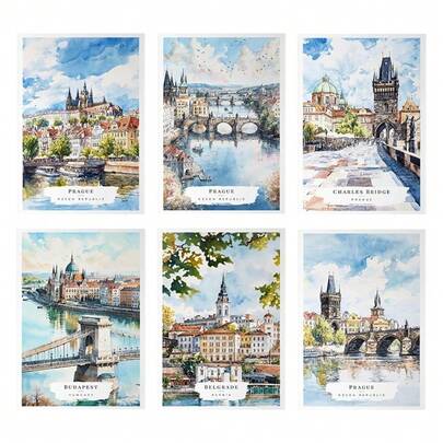 1 st Östeuropeisk reseaffisch Tjeckien Turkiet Ungern Istanbul Tryck på kanvas Väggkonst Heminredning Gåva Utan ram