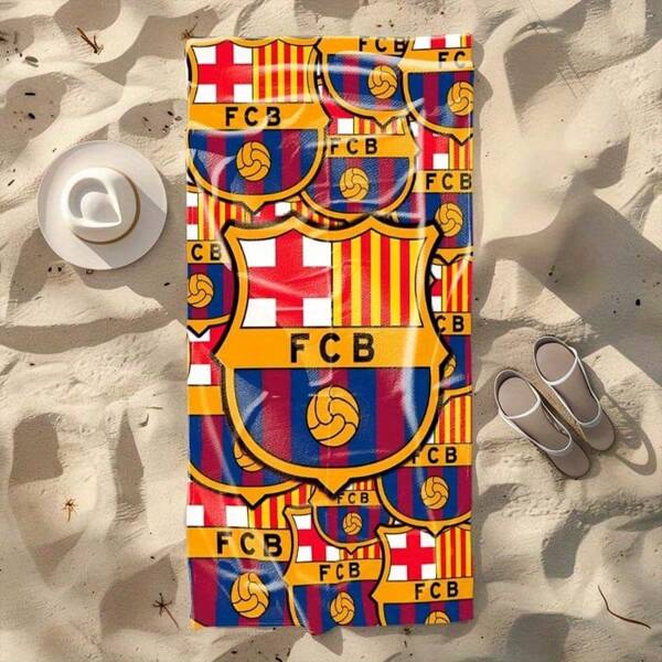 FCB Barcelona Strandtuch - leicht, saugfähig Polyester Schwimm-, Fitness- & Yogamatte - idealer Reisebegleiter für Strand, Pool & Camping im Sommer, moderne Design saugfähige Stoff Strandaccessoires'