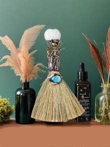 1pc Mini Crystal Magic Broom Decor For Home, Can Also Be Used For Desktop Cleaning, Halloween & Christmas Gift Home Decor Halloween Decor Fall Decor