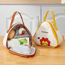 1pc Cute Kapibala & Bear Pattern Mini Lunch Bag, Portable Thermal Insulated Picnic Bag, Dustproof & Waterproof Food Container Storage Bag, Bento Lunch Box Bag, Reusable Cooler Bag, Multifunctional Handbag, Suitable For Student And Adult Use In Home, School, Dorm, Office, Outdoor Camping, Picnic, Travel, Back To School
