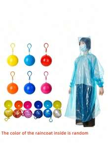 4pcs Colorful Mini Portable Raincoat Ball Thickened Disposable Waterproof Emergency Adults Rain Ponchos Cape Keyring