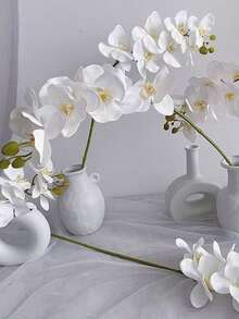 1片/6片/7片/8片/12片/15片装兰花花瓣，3.9英寸仿真PU蝴蝶兰花头，仿真蝴蝶兰花头散装，适用于婚礼花束装饰、DIY手工制作、新娘送礼会、摄影道具 - 白色 - 查看 5