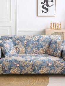 1 Stück dehnbare Sofabezug mit Blumen- und Vogelmuster, modernes Design, aus Polyesterfaser gefertigt, maschinenwaschbar, schützt das Sofa vor Staub und Schmutz, geeignet für Heimdekoration, Partys, Geschenke, in verschiedenen Größen erhältlich