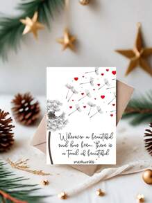 1 Elegant Black & White Condolence Card With Red Hearts & Dandelion Design - Thoughtful Message For Any Occasion, Includes Red Envelope, Condolence Card | Elegant Card Design | Detailed Illustration, Condolence Cards For All Occasions