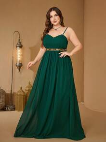 UNITHORSE Plus Size Strapless Slip Dress With Sequins Decor, Convertible Robe Style, Lightweight Formal Evening Gown