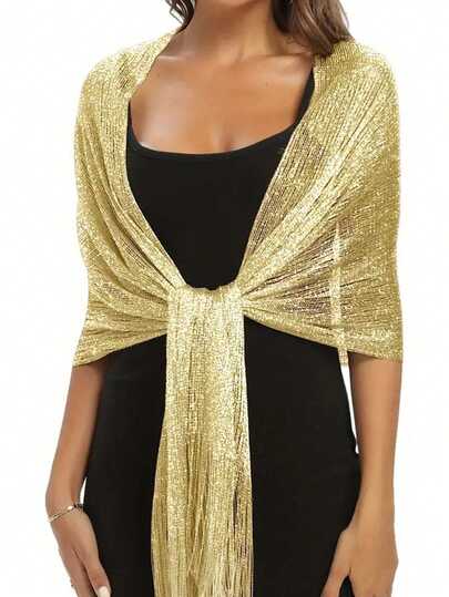 قطعة واحدة شال لامع للصيف ، عطلة شاطئية أنيقة ، وشاح أنيق للحفلات والولائم ، وشاح خارجي للسيدات