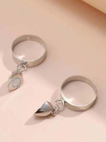 1 Pair Heart-Shaped Magnetic Adjustable Couple Rings - Love - View 3