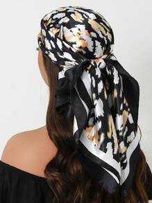 1pc 35.4 Inch Square Scarf, Fashion Printed 90cm Scarf Shawl Neckerchief Luxury Silk Feeling For Women, All Season