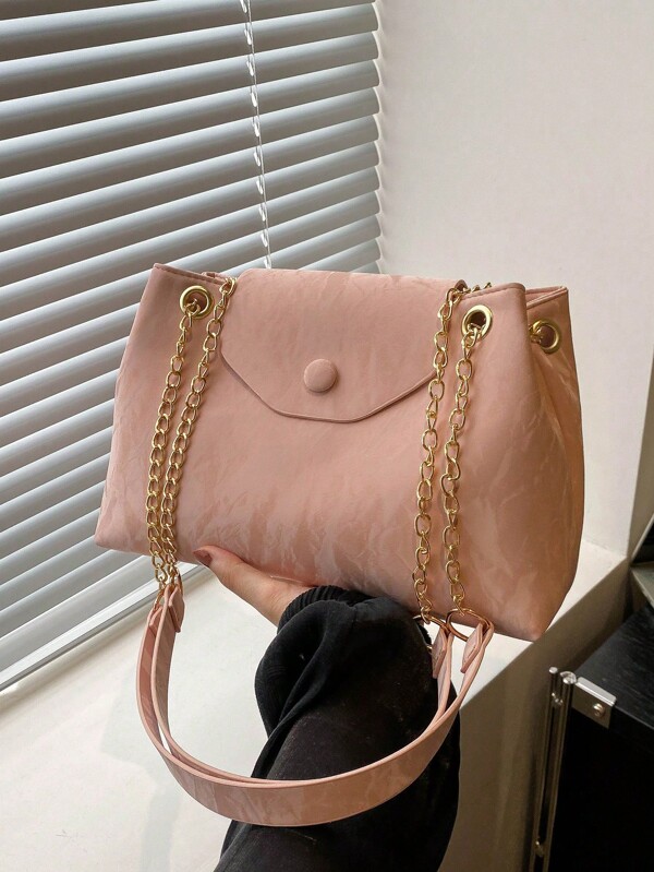 Fashionable, Casual, Minimalist Chain Underarm Bag And Flip Bucket Shoulder Bag, Suitable For Shopping, Wallet, Shopping, Young Women, College Students, Newcomers, And White-Collar Workers. They Are Very Suitable For Offices, Universities, Work, Business, Commuting, Outdoor, Travel, And Outings
