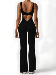 6pecil Body a zampa per donna con sollevamento fianchi, body sportivo a collo quadrato e schiena scoperta, body ampio da donna per attività all'aperto