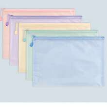 5 Stücke bunte Makronen-Mesh-Reißverschlusstaschen in A4/A5/A6, PVC transparent wasserdicht, vielseitig einsetzbar für Bücher, Dokumente, Schreibwaren, Schul- und Bürobedarf, Rückkehr zur Schule, Schulmaterial