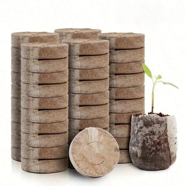 10/20pcs (30 Mm) Compressed Coir Fiber Potting Soil Seed Starter - Organic Coir Pellet Fiber Soil For Growing Bonsai, Herbs, Plants, Flowers And Vegetables