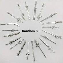 20/30/50/60/80/100pcs Mixed Vintage Silver Color Zinc Alloy Knight Sword, Gun And Bow Charms, Suitable For DIY Weapon Decorations, Jewelry Making And Crafts