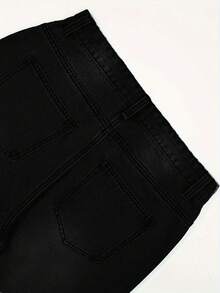 复古宽松百搭休闲男士牛仔裤，适合所有季节，垃圾摇滚 - 黑色 - 查看 7