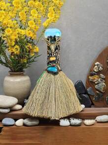 1pc Mini Crystal Magic Broom Decor For Home, Can Also Be Used For Desktop Cleaning, Halloween & Christmas Gift Home Decor Halloween Decor Fall Decor