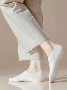 2/6/10 双中性纯色黑/白/灰色袜子，硅胶防滑鞋跟，吸湿排汗透气针织材质，适合春夏季，简约风格踝袜，适合居家、通勤、上学、运动、节日礼物（无纸卡） - 彩色 - 查看 5