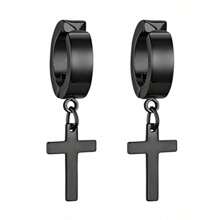 1 Pair Of Men's Personalized Cross Pendants Without Ear Holes, Fake Earrings, Ear Clips