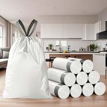 5-Roll 75pcs Thick Portable Garbage Bag Drawstring Closure, Suitable For Use In Homes And Offices, Kitchens, Bathrooms, Bedrooms, Living Rooms, And Toilets. Multi Functional Thickened Disposable Heavy-Duty Drawstring, High-Quality Cleaning Supplies,Trash Bags