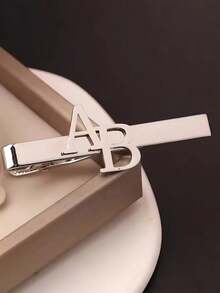 1PC Customizable Tie Clip With Personalized Initials, High-End Style, Suitable For Workplace, Groom, Boyfriend, Father, Wearable All Season, Perfect Gift For Father's Day, Valentine's Day - Multicolor - View 4