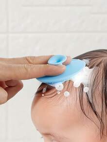 1pc Soft Silicone Baby Bath Brush - Gentle Soothing Skin Massage Brush - Ideal Bathing Essential For Moms, Designed Not To Hurt Nails - Silicone Baby Shampoo Brush - View 3