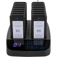 F101 Restaurant Pager System 16 Pagers, Max 98 Beepers Wireless Calling System, Touch Keyboard With Vibration, Flashing And Buzzer For Church, Nurse,Hospital & Hotel - 查看 7