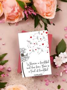1 Elegant Black & White Condolence Card With Red Hearts & Dandelion Design - Thoughtful Message For Any Occasion, Includes Red Envelope, Condolence Card | Elegant Card Design | Detailed Illustration, Condolence Cards For All Occasions