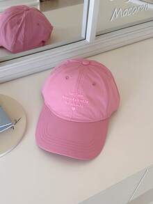 1 件装软顶轻质速干网眼夏季棒球帽，情侣透气户外休闲运动帽，带小情书硅胶装饰的防晒帽 - 速乾棒球帽 - 查看 4