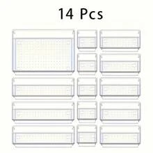 4/7/8/14/16/25PCs Desk Drawer Organizers Set Plastic Bathroom - Clear - View 19