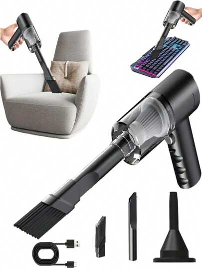 Cordless Mini Stofzuiger Cleaner, All In One Portable Cleaner Multi Nozzles,Blowing, Vacuuming, USB Rechargeable Dusts Buster Home Cleaning, Bureau Pet Hair,Keyboard,Car