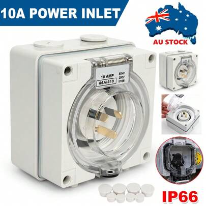 10 Amp Power Inlet 10A SAA Weatherproof IP66 Motorhome Caravan RV 250V Sockets