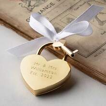 1pcPersonalised Love Padlock, Engagement Love Lock, Personalised Heart Padlock, Paris Padlock, Engraved Heart Padlock, Amsterdam Gold Love Lock - Multicolor - View 8