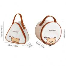 1pc Cute Kapibala & Bear Pattern Mini Lunch Bag, Portable Thermal Insulated Picnic Bag, Dustproof & Waterproof Food Container Storage Bag, Bento Lunch Box Bag, Reusable Cooler Bag, Multifunctional Handbag, Suitable For Student And Adult Use In Home, School, Dorm, Office, Outdoor Camping, Picnic, Travel, Back To School