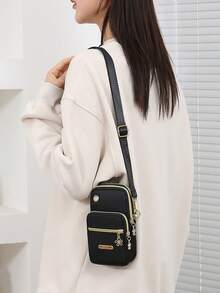 Women's Casual Sports Outdoor Phone Pouch Wristlet Arm Band Multi-Layer Solid Color Coin Wallet Crossbody Bag Wallet Shoulder Bag Women's Wallet And Purse Bag Ladies' Handbag For Women Wallet Purse Wallet - Black - View 9