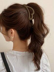 2个简约纯色心形发夹，优雅竖款马尾辫香蕉夹，丸子头造型工具，春夏新款送朋友礼物，学习用品，闺蜜礼物，发饰，头部饰品 - 彩色 - 查看 2