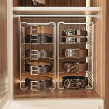 1/2pcs Acrylic Belt Organizer Box, Large Capacity Transparent Partition Belt Rack, Multipurpose Desktop Storage Box, Suitable For Vanity, Wardrobe, Bathroom Storage