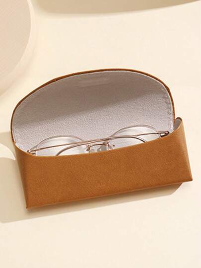 1/2pcs Advanced Leather Anti Pressure Anti Fall Women's Artistic Compact Simple Myopia Lens Box Men's Portable Lightweight Sunglasses Storage Case Protective Eyeglass Container For Travel Daily Use