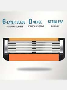 男士手动剃须刀套装，1 个手柄 + 32 个剃须刀片替换装，6 层剃须刀片，兼容 FUSION，可清洗和可重复使用的手动剃须刀工具