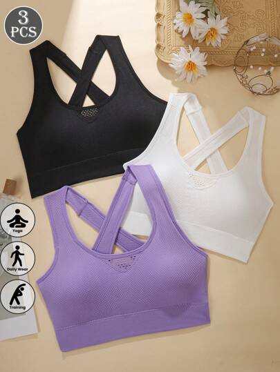 Criss Cross Strap Sports Bras, Yoga/Gym/Running Camisole Tube Top Outerwear