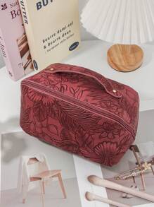 1Pc Pu Leather Makeup Bag Large Capacity Spacious Double Layer Makeup Bag Waterproof PU Leather Cosmetic Bag, Portable Toiletry Bag, Waterproof PU Skincare Pouch, Cosmetic Organizer Bag, PU Leather Waterproof Makeup Pouch, Lightweight Toiletry Bag With Compartments, Big Capacity Travel Makeup Storage Bag, Multi-Functional Travel Organizer Bag, Home & Travel Cosmetic Bag With Divider And Handletravel Essentials For Vacation Summer Holiday Back To School School Stuff Bag For School Travel Bag For Women Makeup Bag For Travel