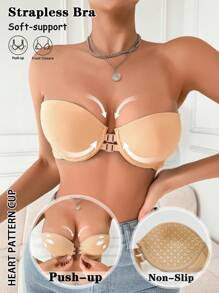 Sutiene push-up pentru femei, închidere frontală, fără bretele, cu armătură, model de inimă, cupă, fără spate, lenjerie intimă antiderapantă, top tub, bralette cu bretele reglabile, set de lenjerie de vară, potrivit pentru rochii