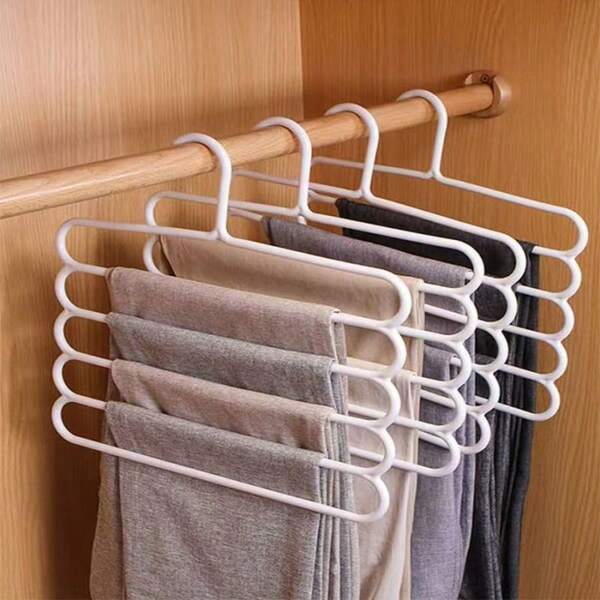 Set de 5 Organizadores de Pantalones, Bufandas y Corbatas de 5 niveles, multiusos, con diseño antideslizante para el hogar