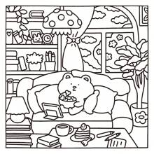 1 pieza Librería de osito: Libro para colorear lindo con diseño fácil y sencillo para relajarse, libro de colorear lindo y acogedor para desestresarse, perfecto para relajarse, matar el tiempo o como regalo para amigos, parejas y familiares