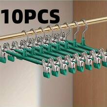 60个/20个/10个成人全塑10个/5个浸塑裤架裤子JK裙夹家用晾晒无缝不锈钢收纳衣架挂内衣专用抗老化金属裤夹衣服晾晒服装店家用衣架 - 多色 - 查看 13