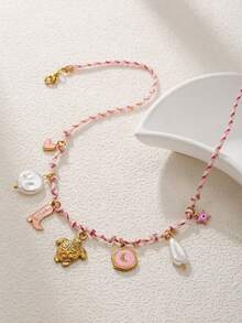 1 pezzo Collana con pendente in acciaio inossidabile colorata e carina a tema marino con stella marina, tartaruga e sole, adatta per amici, ragazze o regali, collana dell amicizia a tema oceanico - Multicolore - Visualizzare 5