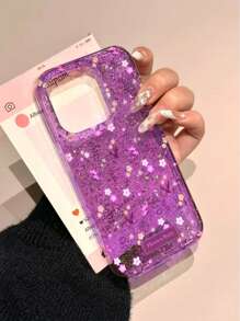 Funda protectora de teléfono gruesa, a prueba de caídas, con flores de estilo ditsy floral, resina epoxi transparente y brillo, resistente al agua, a los golpes y a los arañazos, para IP16/11/16pro/16plus/16promax/16e/15Promax/13/14/12/XS/XR/IP15PROMAX,IP16 XR /7/8 /IP16PROMAX/IP15Promax/12PROMAX/13PROMAX/14PROMAX 13 11 12p14 P11 P12 XS.XR