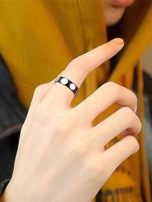 1 pieza Anillo de acero de titanio, anillo minimalista para parejas, acero inoxidable - Multicolor - Ver 3