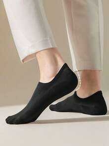 2/6/10 双中性纯色黑/白/灰色袜子，硅胶防滑鞋跟，吸湿排汗透气针织材质，适合春夏季，简约风格踝袜，适合居家、通勤、上学、运动、节日礼物（无纸卡） - 彩色 - 查看 4