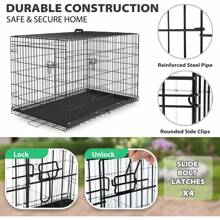 BestPet 24 Inch Dog Crates For Small Dogs Folding Metal Wire Crates Dog Kennels Outdoor And Indoor Pet Dog Cage Crate With Double-Door,Divider Panel, Removable Tray,Black
